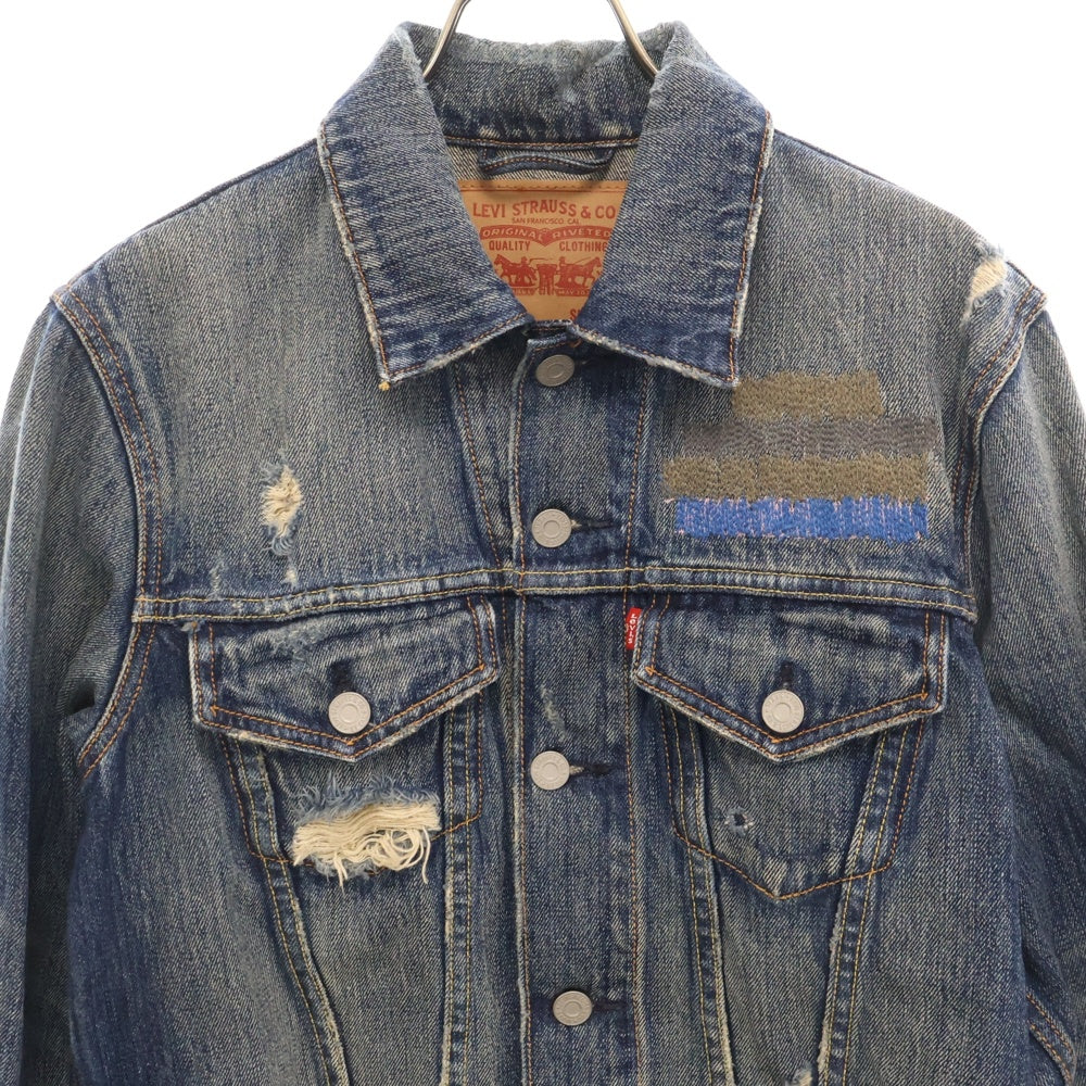 Levi's(リーバイス) 501 Repair Design Denim Jacket 70585-0059 リペア加工 デニムジャケット 両面タブ スモールe ボタン裏3073 ブルー