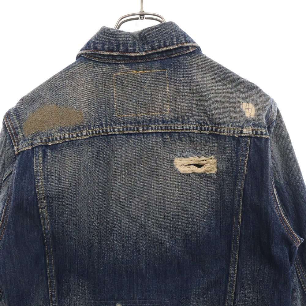 Levi's(リーバイス) 501 Repair Design Denim Jacket 70585-0059 リペア加工 デニムジャケット 両面タブ スモールe ボタン裏3073 ブルー