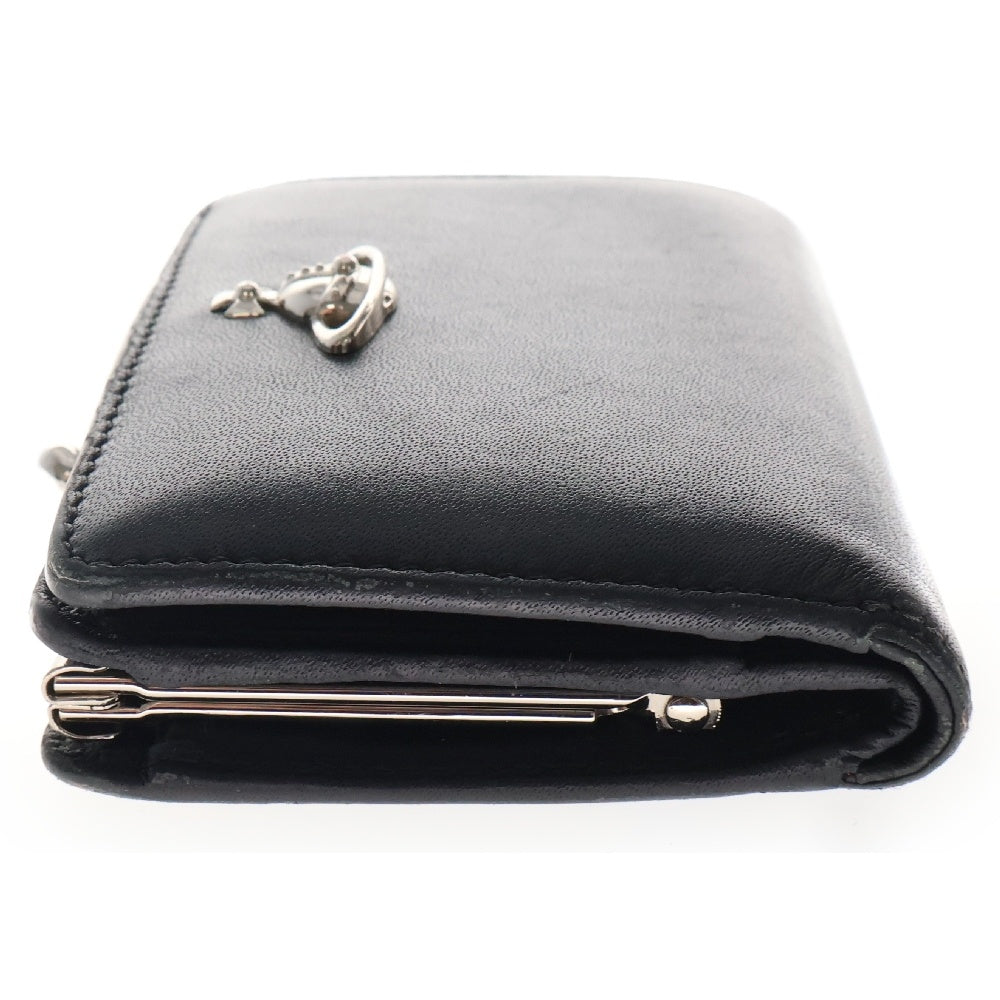 Vivienne Westwood(ヴィヴィアンウエストウッド) ロゴプレート二つ折り財布 レザーウォレット がま口コインケース ブラック 51010020