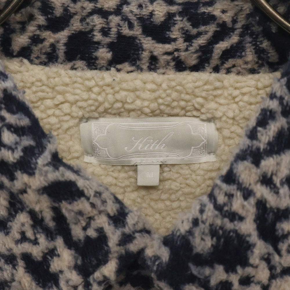 KITH(キス) Boa Jacket Blouson 24-020-060-0012-4-0 総柄 ボアジャケット ブルゾン ネイビー