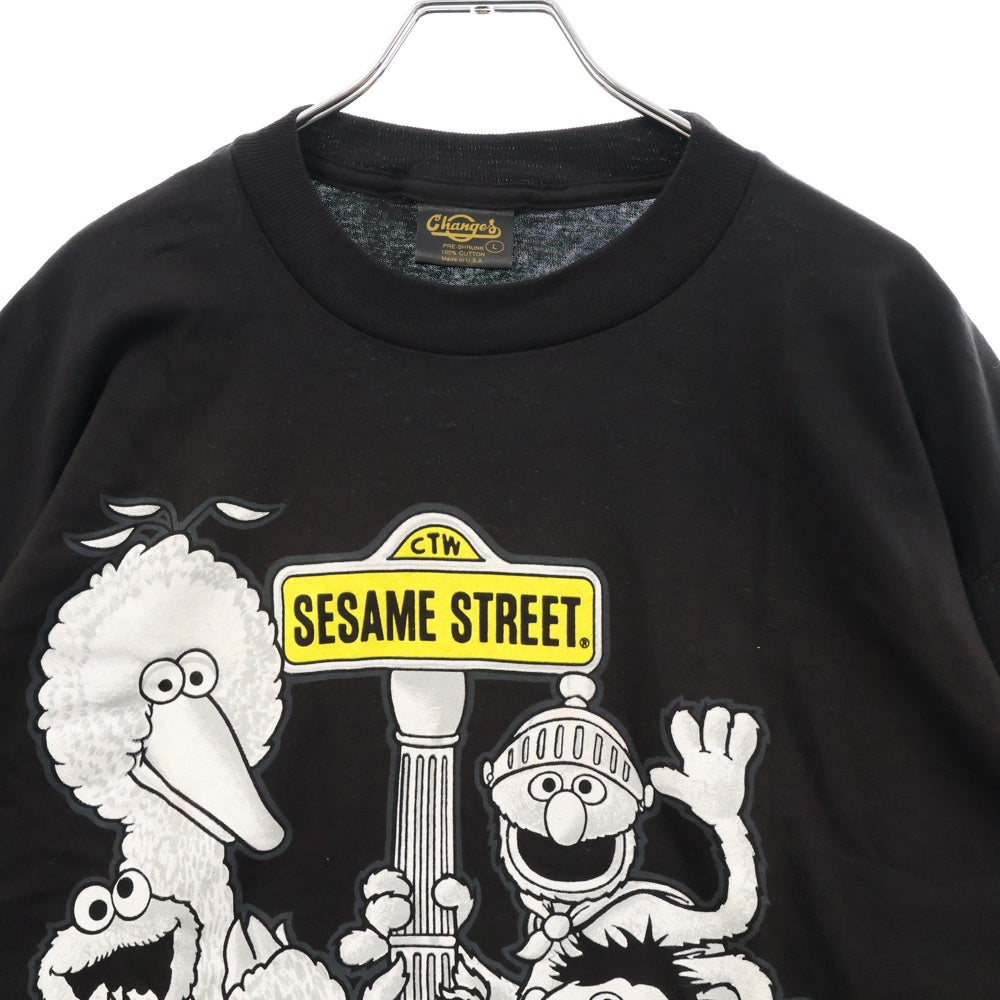 VINTAGE(ヴィンテージ) 90s VINTAGE SESAME STREET TEE MADE IN USA ヴィンテージ セサミストリートプリント半袖カットソー 半袖Tシャツ シングルステッチ アメリカ製 ブラック