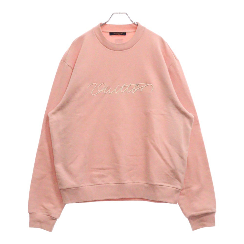 LOUIS VUITTON(ルイヴィトン) 25AW Logo Embroidery Sweatshirt RM252MV FWC HTY09W ロゴ エンブロイダリー クルーネックスウェットトレーナー ピンク