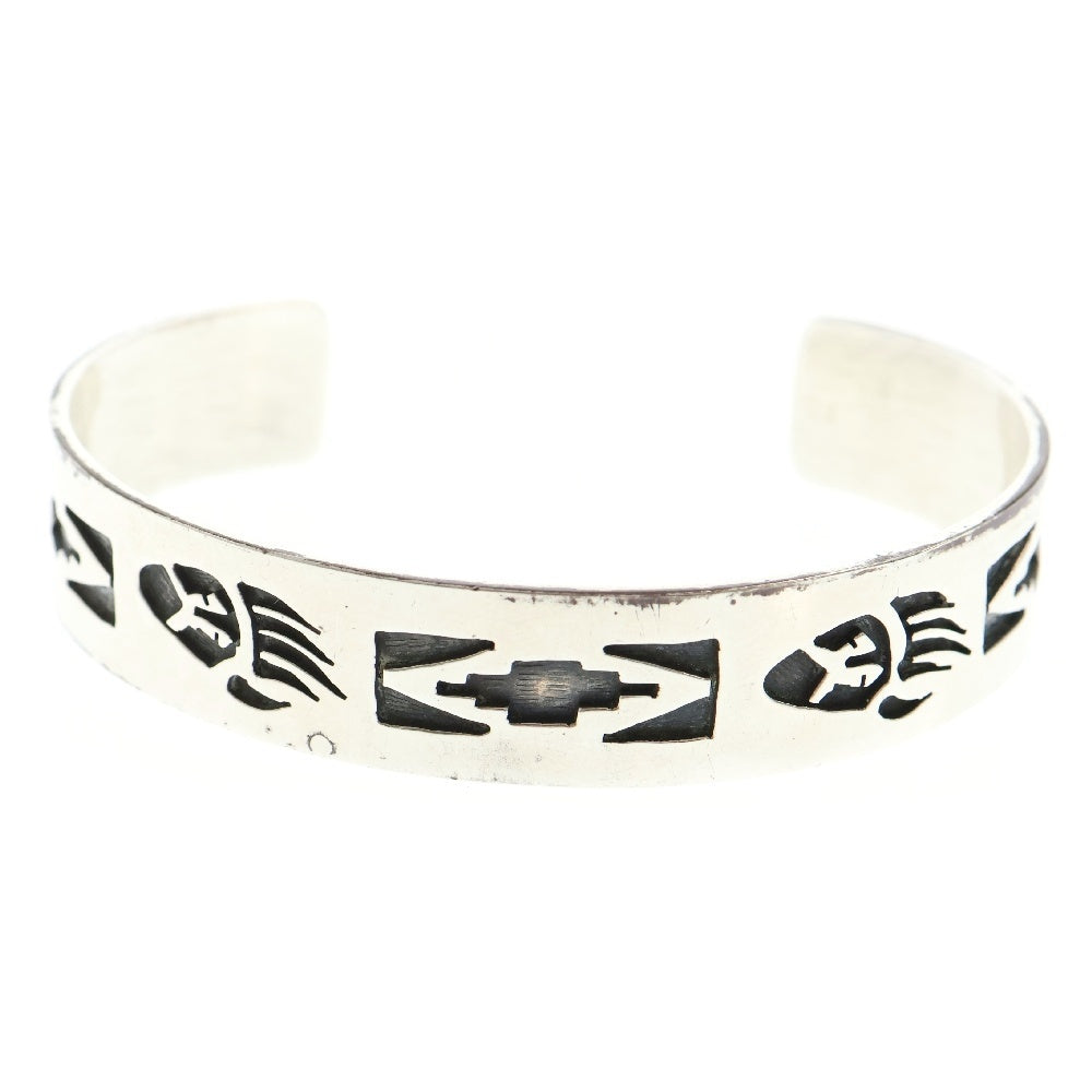 INDIAN JEWELRY(インディアンジュエリー) HOPI Sharon Cisco シャロン・シスコ作 ベアクローオーバーレイバングル シルバー ブレスレット SC刻印