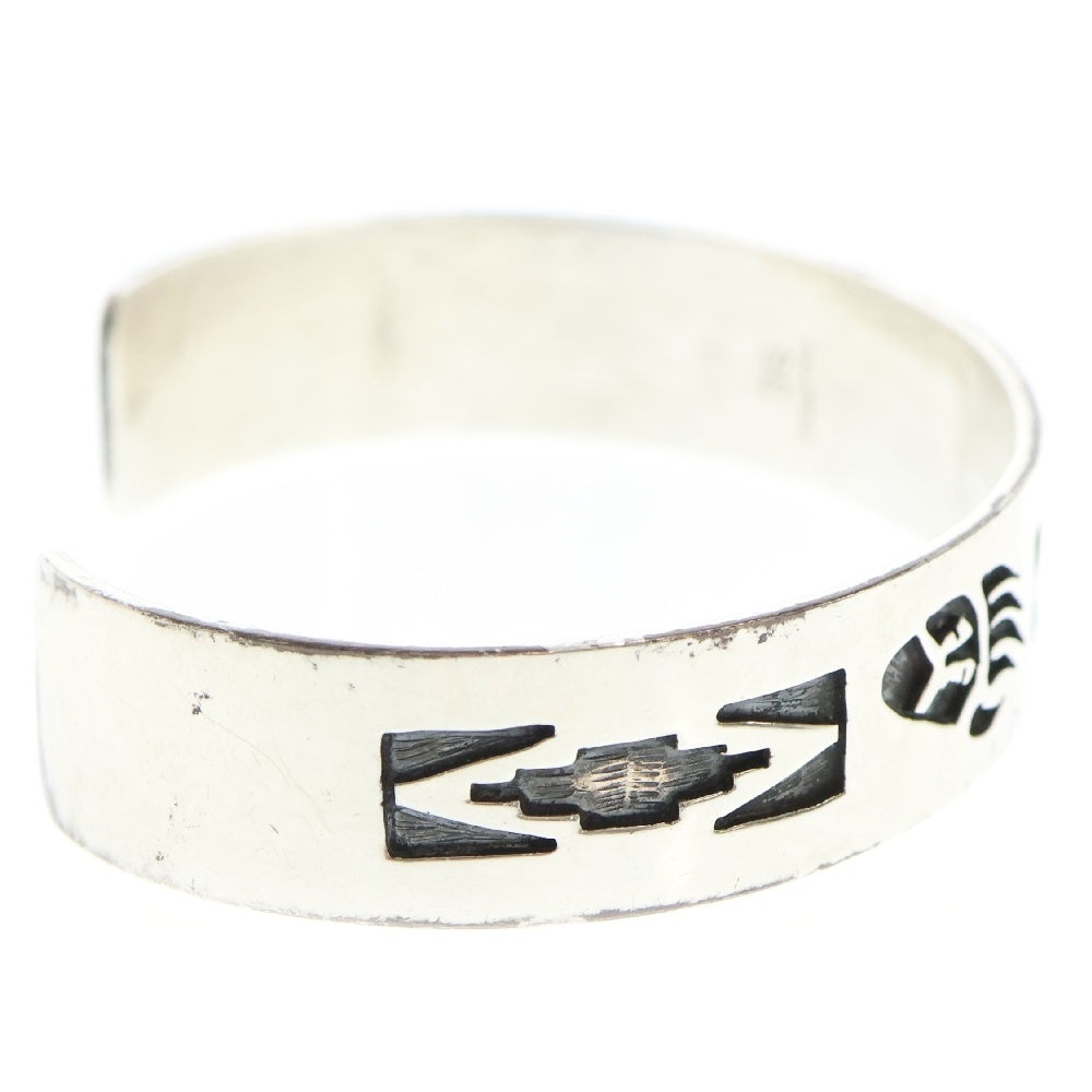 INDIAN JEWELRY(インディアンジュエリー) HOPI Sharon Cisco シャロン・シスコ作 ベアクローオーバーレイバングル シルバー ブレスレット SC刻印