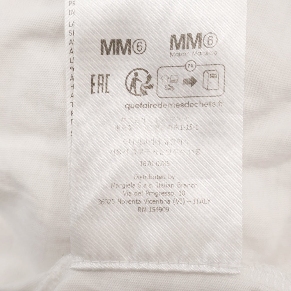 MM6 Maison Margiela(エムエムシックスメゾンマルジェラ) 24AW フロント カレンダー ロゴ クルーネック半袖Tシャツカットソー ホワイト SH0GC0032 S24312