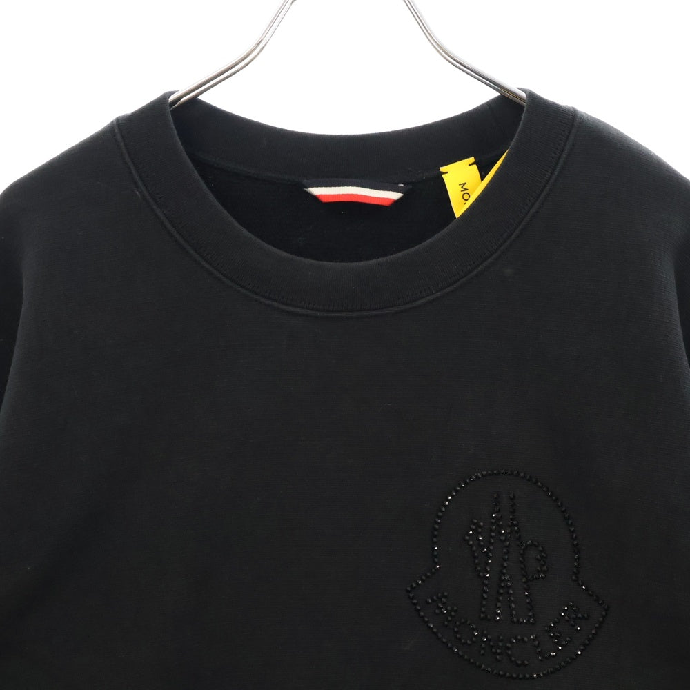 MONCLER GENIUS(モンクレール ジーニアス) MAGLIA GIROCOLLO ラインストーンロゴスウェットトレーナー ブラック F20928G72340