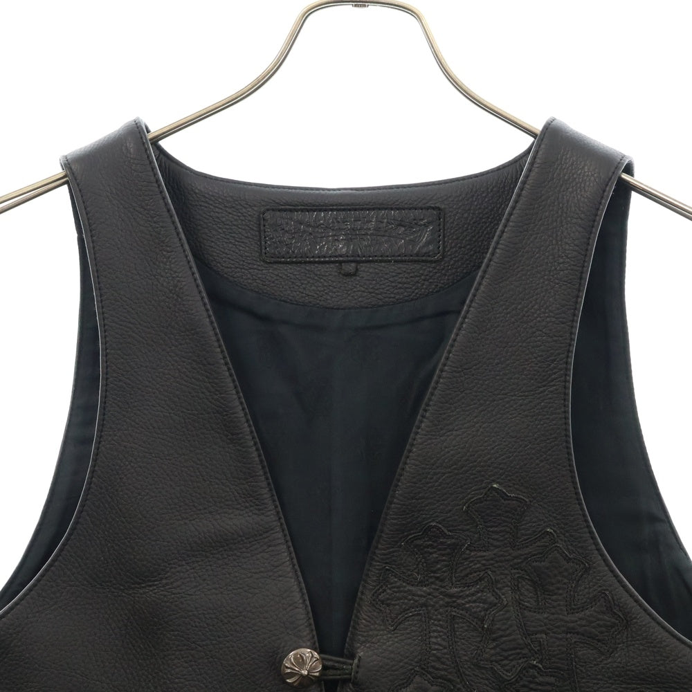 CHROME HEARTS(クロムハーツ) CLASSC 2B LTHR クラシック クロスボール レザーベスト クロスパッチカスタム ブラック