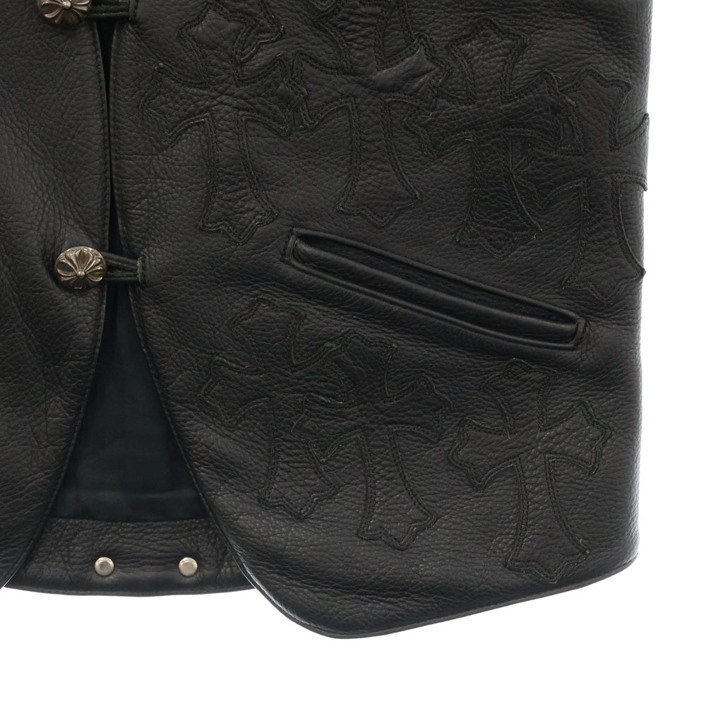 CHROME HEARTS(クロムハーツ) CLASSC 2B LTHR クラシック クロスボール レザーベスト クロスパッチカスタム ブラック