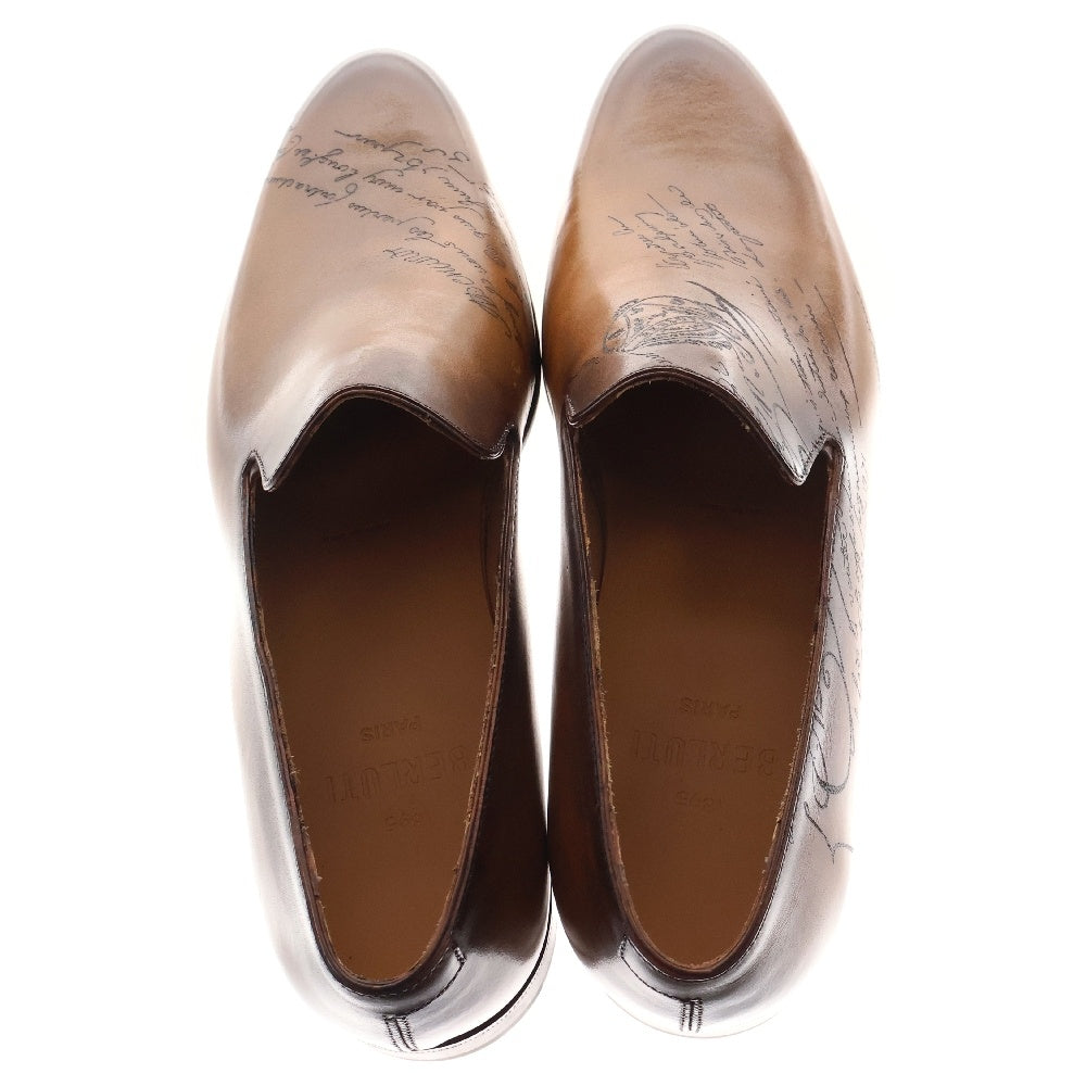 Berluti(ベルルッティ) CURSIVE GALET SCRITTO LOAFER カーシヴ ガレ スクリット レザースリッポン ブラウン
