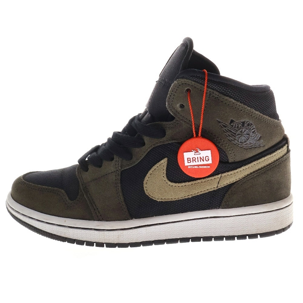 NIKE(ナイキ) WMNS AIR JORDAN1 MID エアジョーダン1 ハイカットスニーカー グレーUS6.5/23.5cm レディース