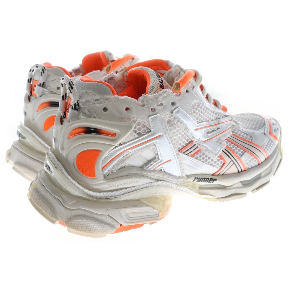 BALENCIAGA(バレンシアガ) RUNNER 677403 ランナー ユーズド加工 ローカットスニーカー 42/27.5cm ホワイト/オレンジ