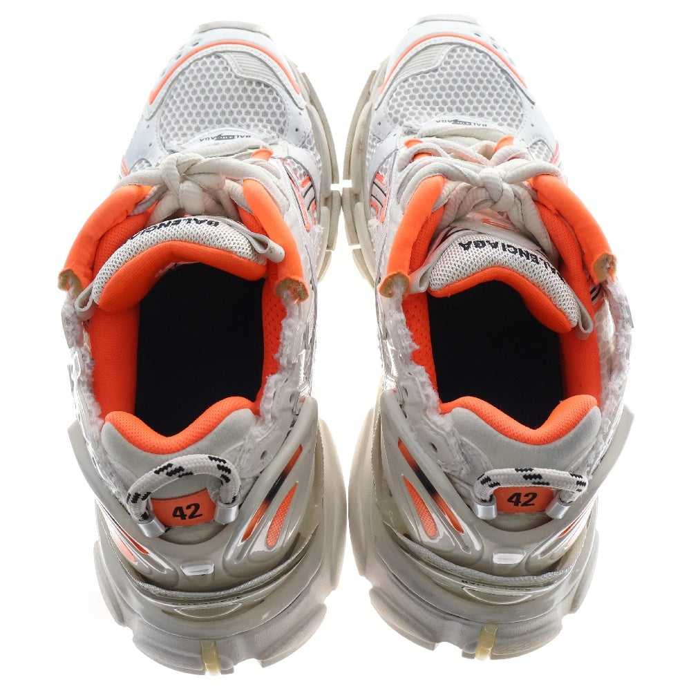 BALENCIAGA(バレンシアガ) RUNNER 677403 ランナー ユーズド加工 ローカットスニーカー 42/27.5cm ホワイト/オレンジ