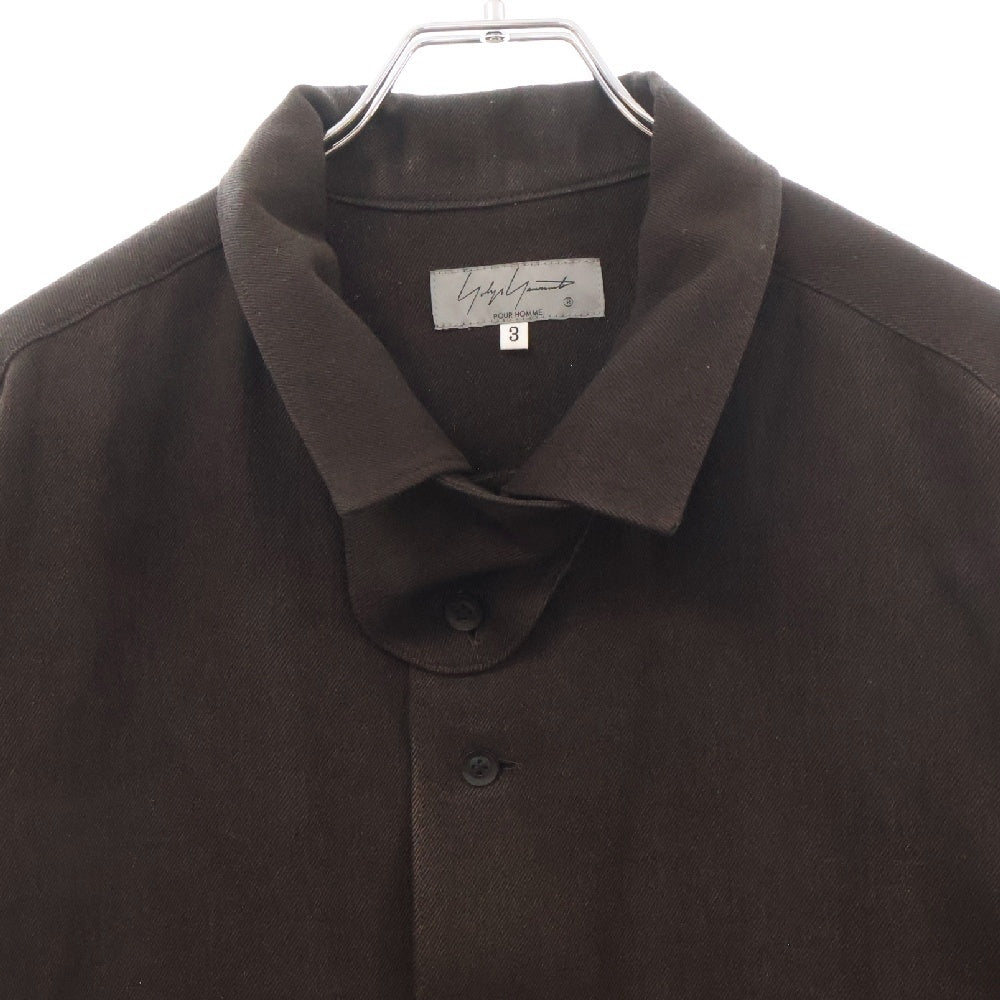 Yohji Yamamoto POUR HOMME(ヨウジヤマモト プールオム) Wool Linen Cotton Shirts HJ-B10-121 ウール リネン コットン 長袖シャツ ブラウン