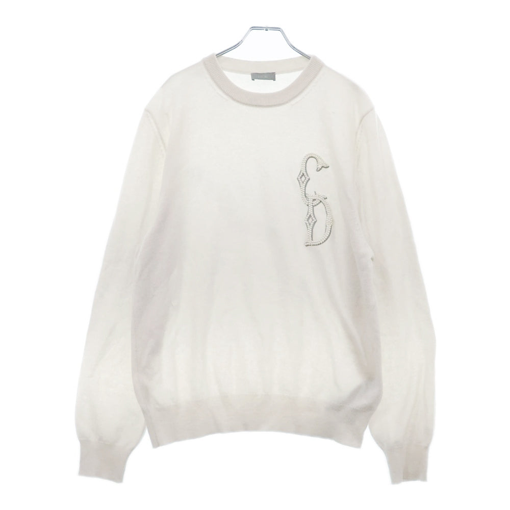 Christian Dior(クリスチャンディオール) 23AW パールCDロゴカシミヤニットセーター ベージュ 343M640AT721