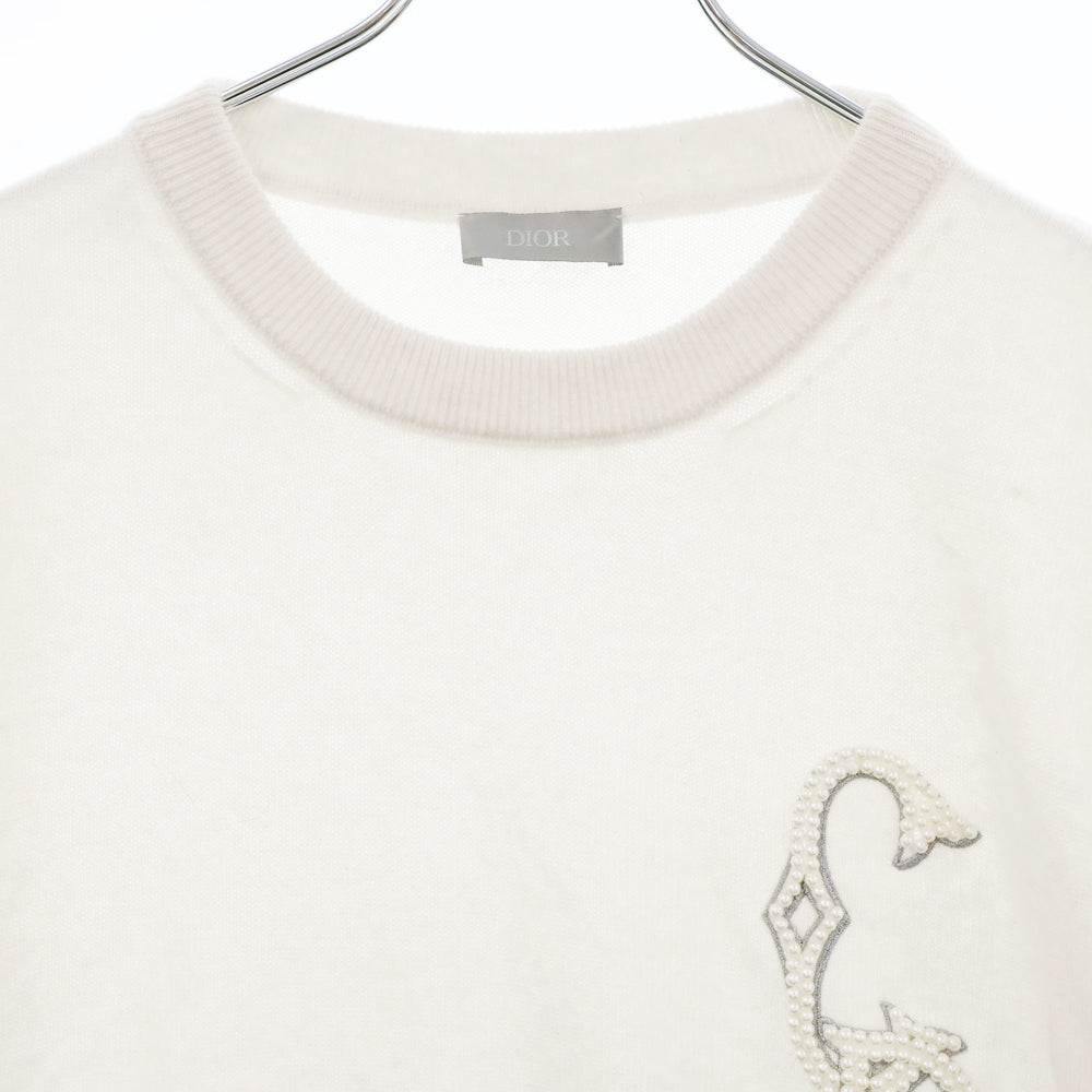 Christian Dior(クリスチャンディオール) 23AW パールCDロゴカシミヤニットセーター ベージュ 343M640AT721