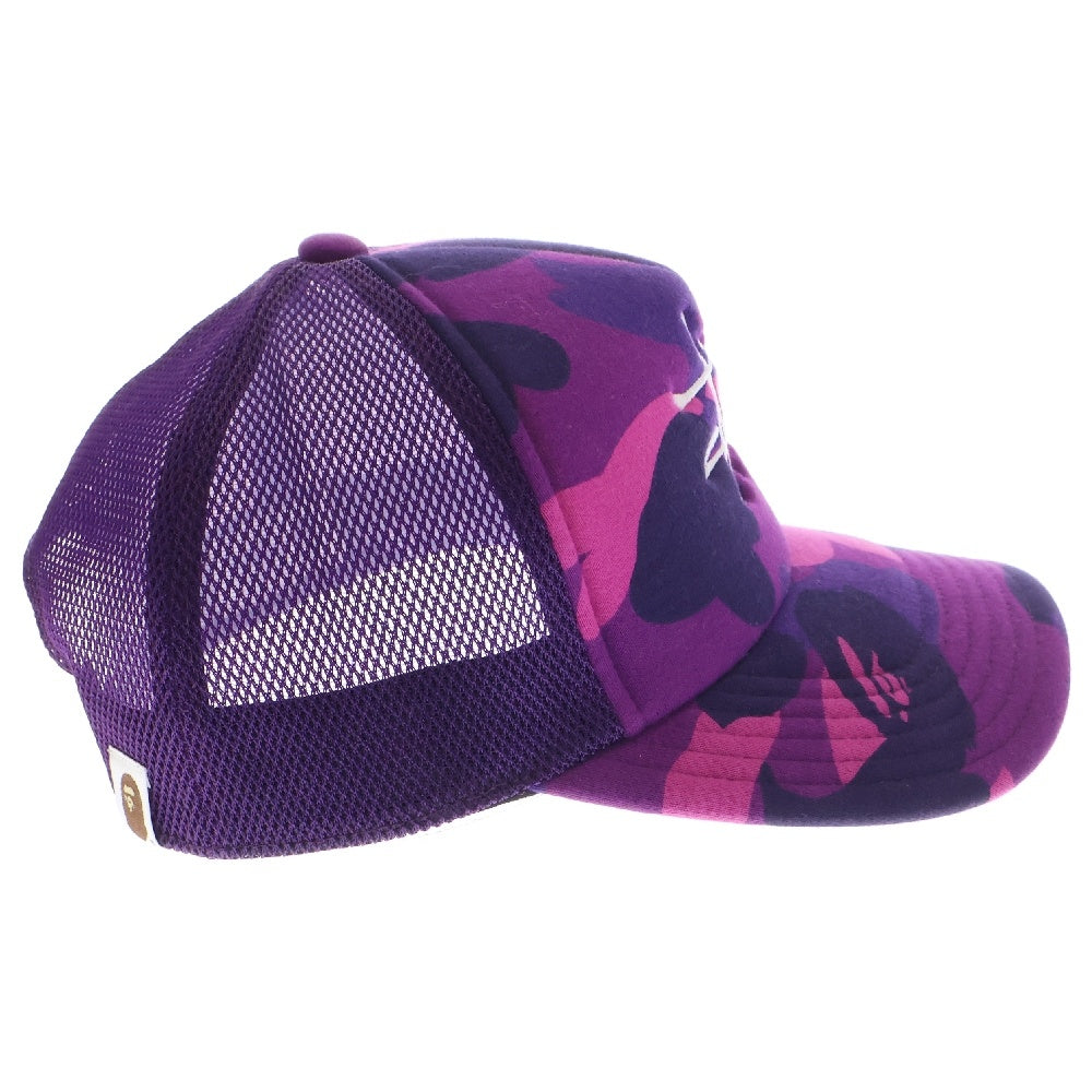 A BATHING APE(アベイシングエイプ) ×STUSSY カモロゴメッシュキャップ 001CPH731917C パープル