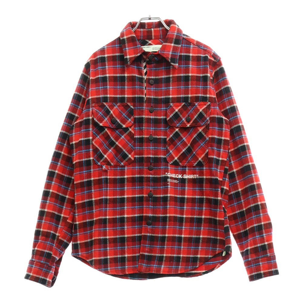 OFF-WHITE(オフホワイト) 18AW Checked flannel long sleeve shirt チェックフランネル長袖シャツ レッド OMGA060F18A27015