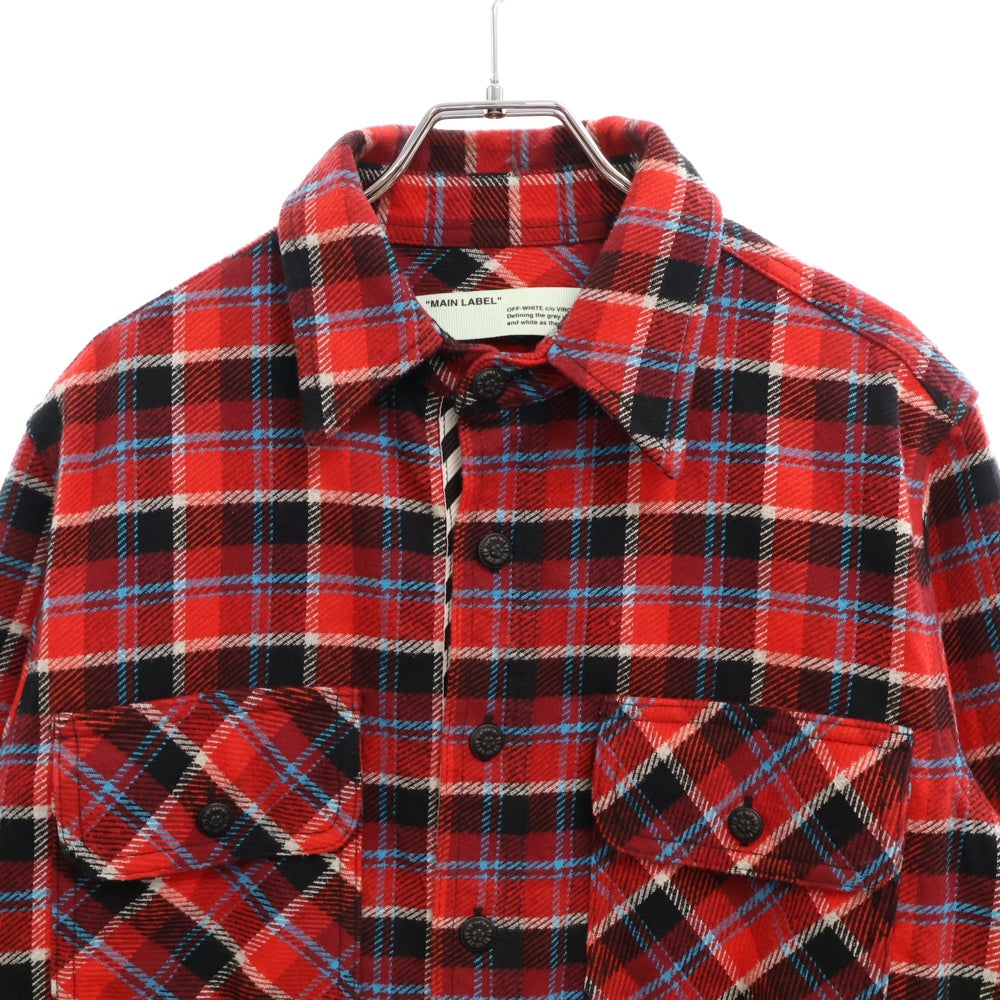 OFF-WHITE(オフホワイト) 18AW Checked flannel long sleeve shirt チェックフランネル長袖シャツ レッド OMGA060F18A27015
