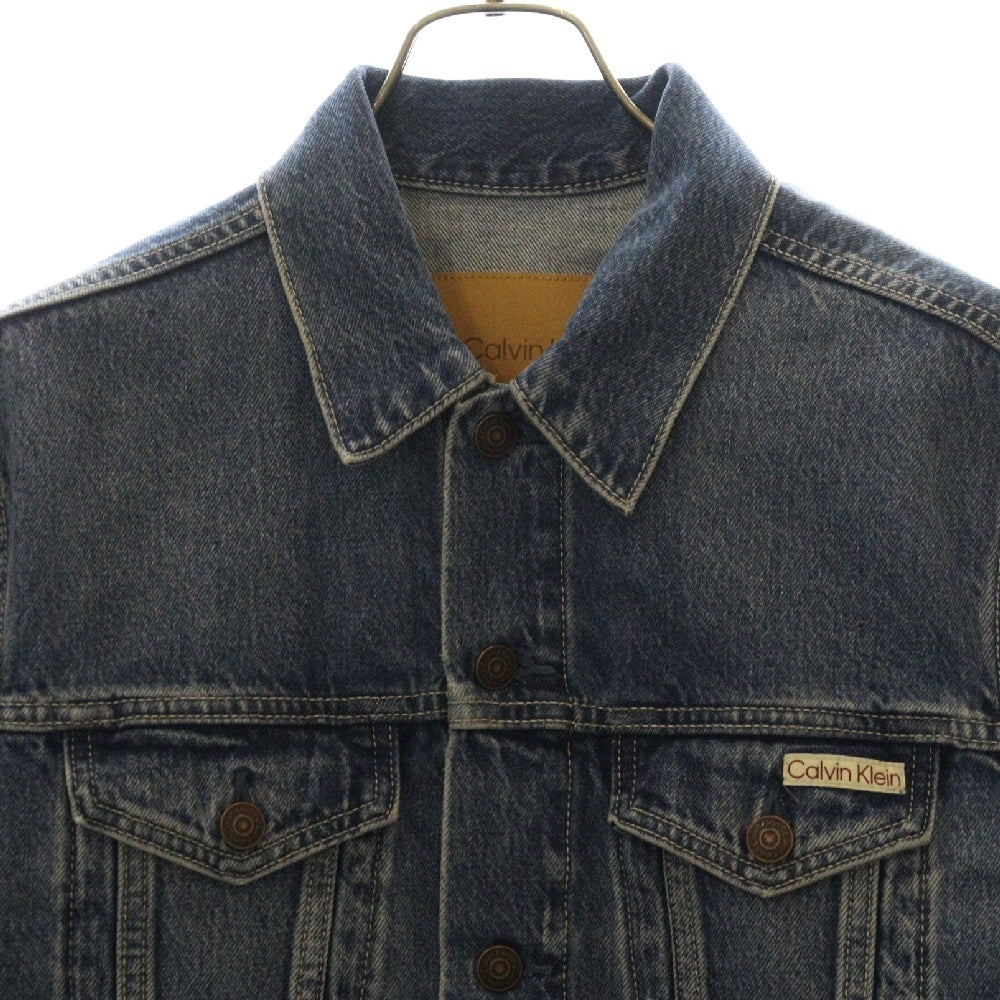 Calvin Klein(カルバンクライン) LOGO DENIM JACKET ロゴ刺繍デニムジャケット ジージャン インディゴ 40TM715