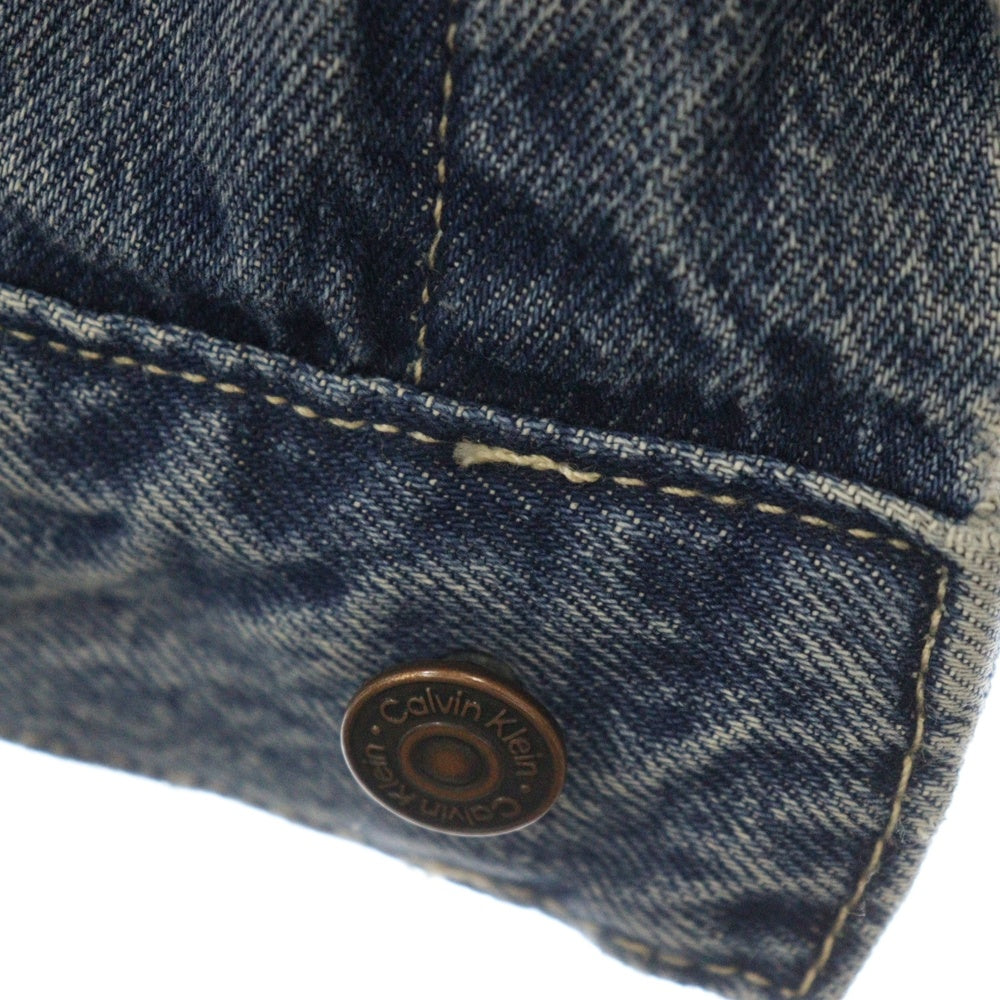 Calvin Klein(カルバンクライン) LOGO DENIM JACKET ロゴ刺繍デニムジャケット ジージャン インディゴ 40TM715
