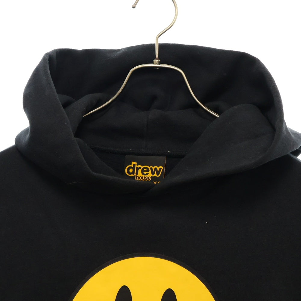 drew house(ドリューハウス) FRONT LOGO HOODIE フロントロゴプリントプルオーバースウェットパーカー フーディー ブラック