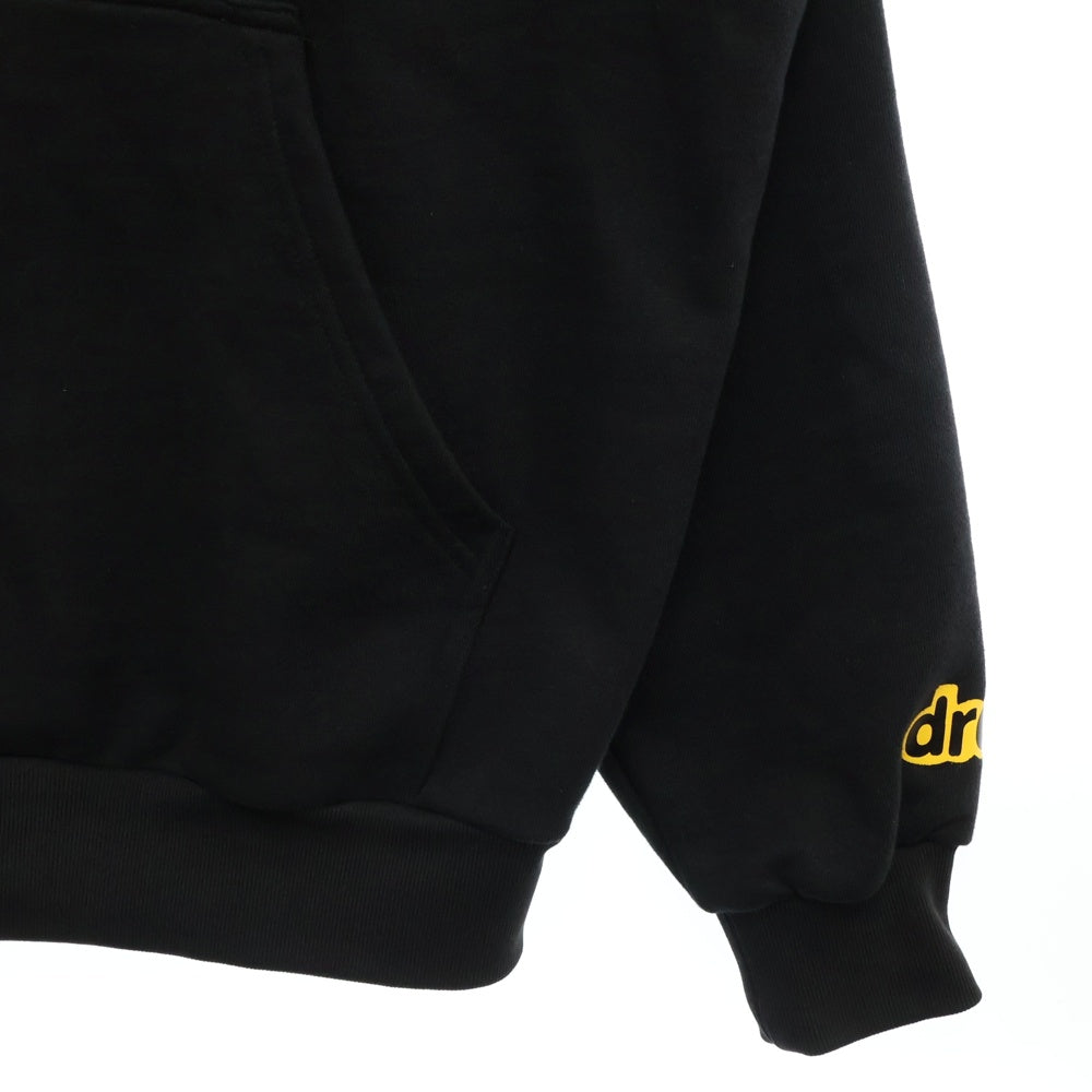 drew house(ドリューハウス) FRONT LOGO HOODIE フロントロゴプリントプルオーバースウェットパーカー フーディー ブラック