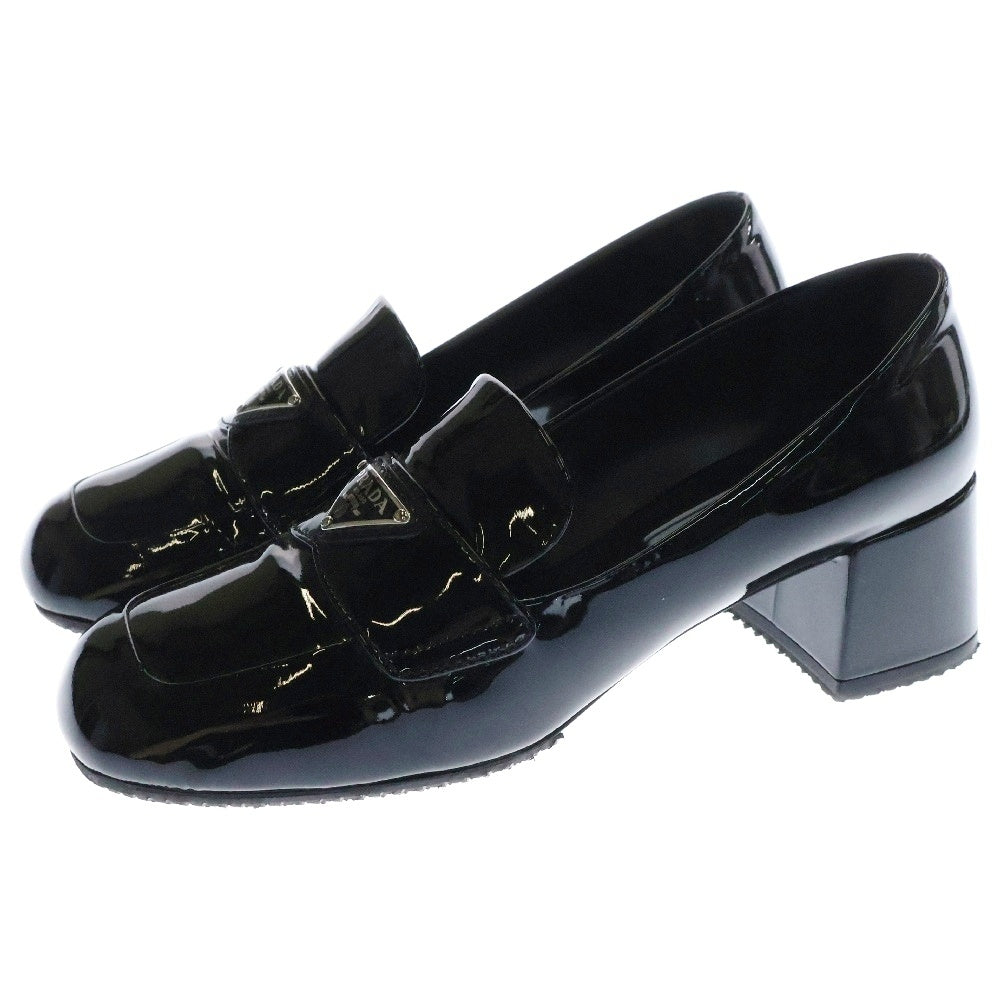 PRADA(プラダ) Patent Leather Lofers パテントレザーローファー トライアングルロゴ レディース ブラック 1D763M