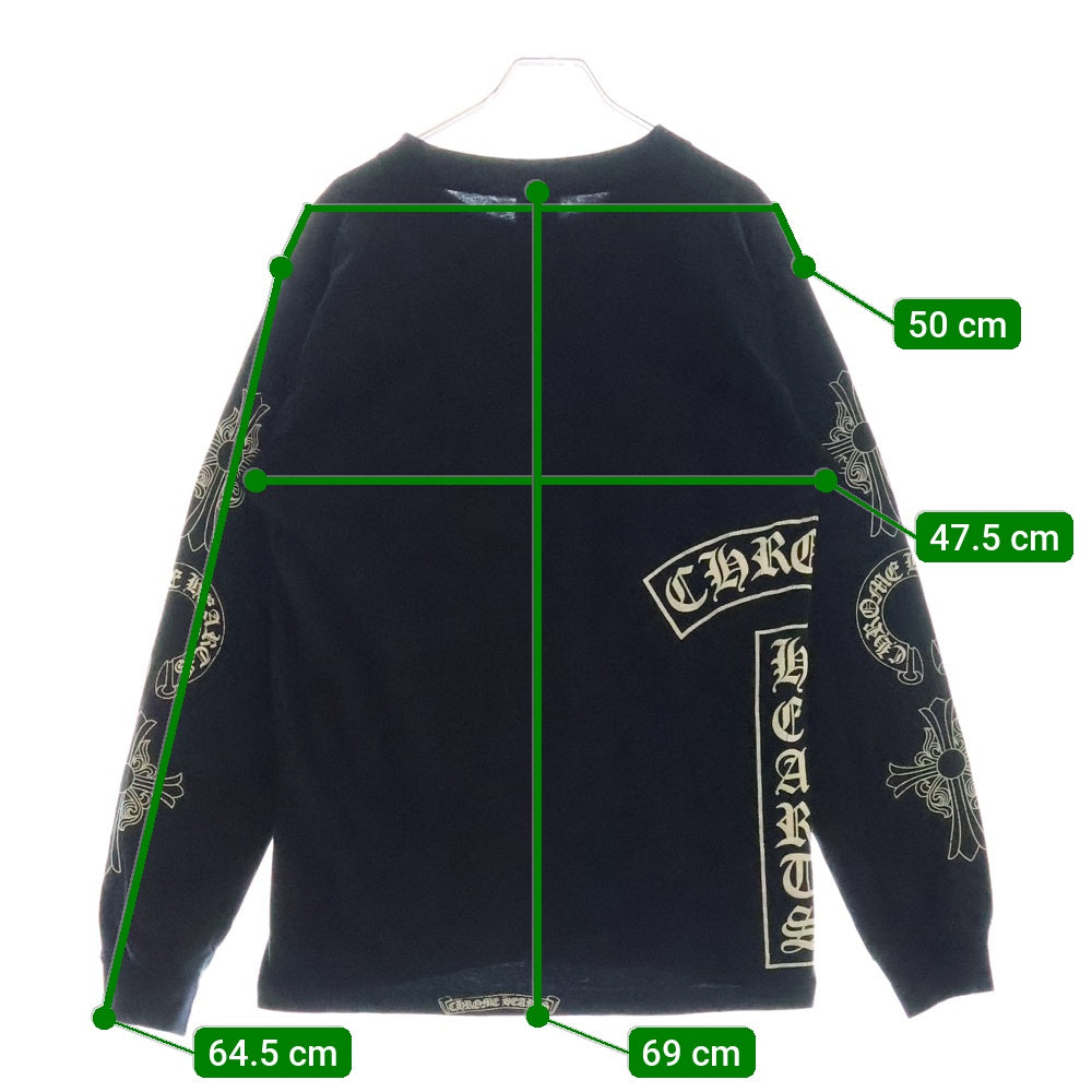 CHROME HEARTS(クロムハーツ) OLD Logo L/S Tee オールドモデル マルチロゴ クルーネック長袖Tシャツカットソー ロングスリーブ ロンT ブラック