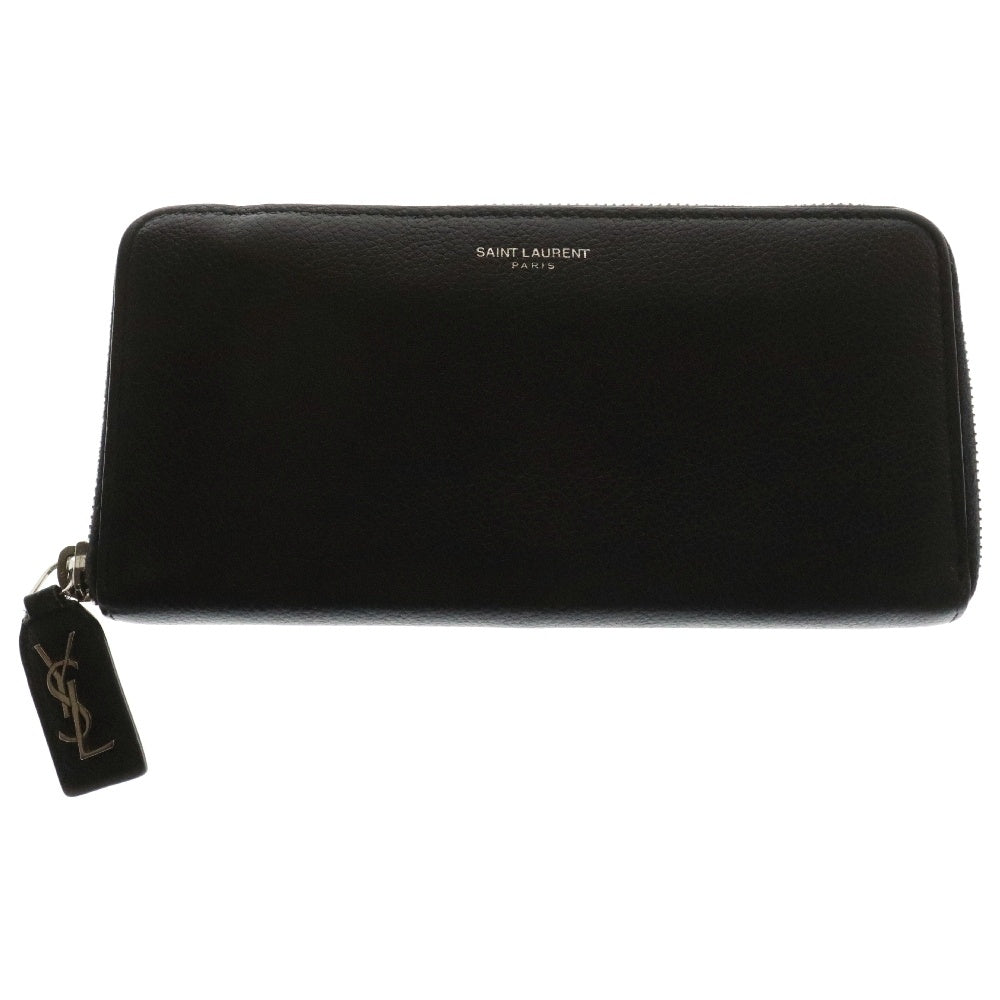 SAINT LAURENT PARIS(サンローランパリ) LONG WALLET 長財布 ロングウォレット ラウンドジップ レザー ブラック INN603060
