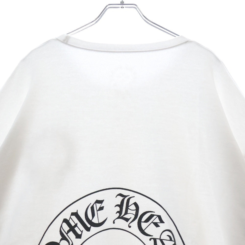 CHROME HEARTS(クロムハーツ) Horseshoe Crewneck Sweatshirt ホースシュープリント 袖フローラル クルーネックスウェットトレーナー ホワイト