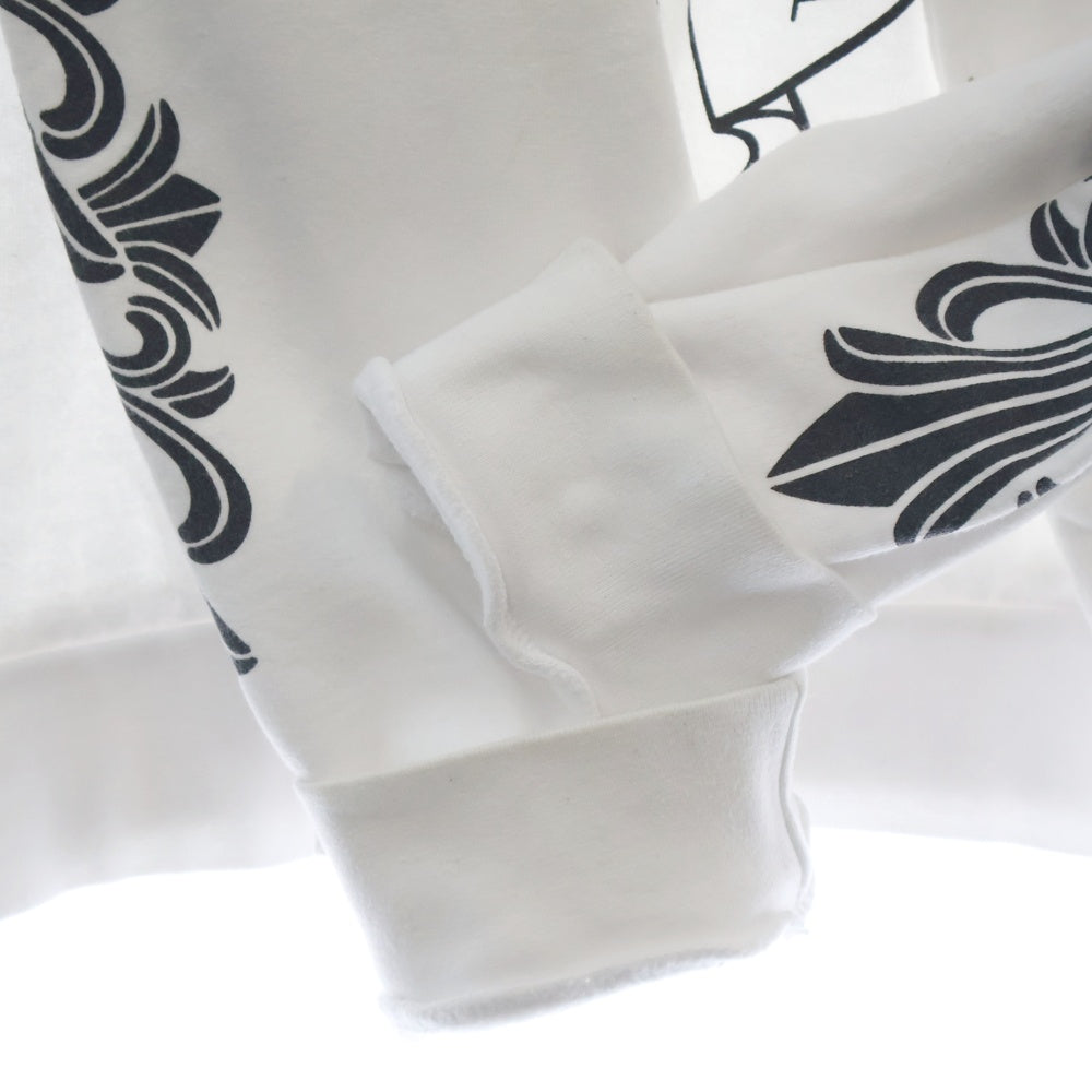 CHROME HEARTS(クロムハーツ) Horseshoe Crewneck Sweatshirt ホースシュープリント 袖フローラル クルーネックスウェットトレーナー ホワイト