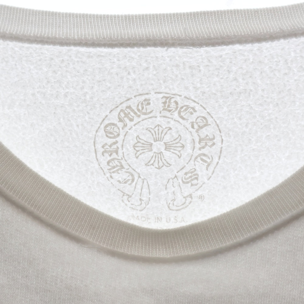 CHROME HEARTS(クロムハーツ) Horseshoe Crewneck Sweatshirt ホースシュープリント 袖フローラル クルーネックスウェットトレーナー ホワイト