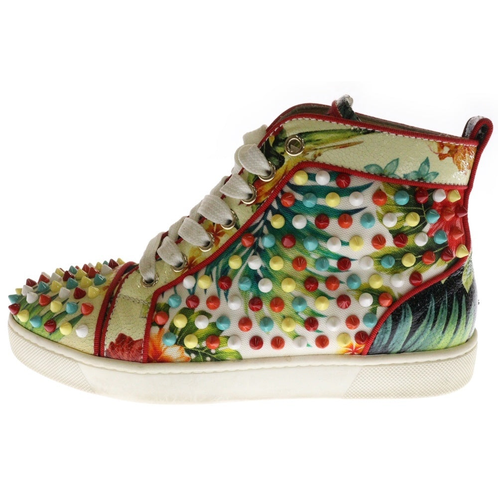 CHRISTIAN LOUBOUTIN(クリスチャンルブタン) LOUISORLATO FLAT TOILE HAWAIIボタニカル柄 スタッズ ハイカットスニーカー レディース マルチ KM-2626