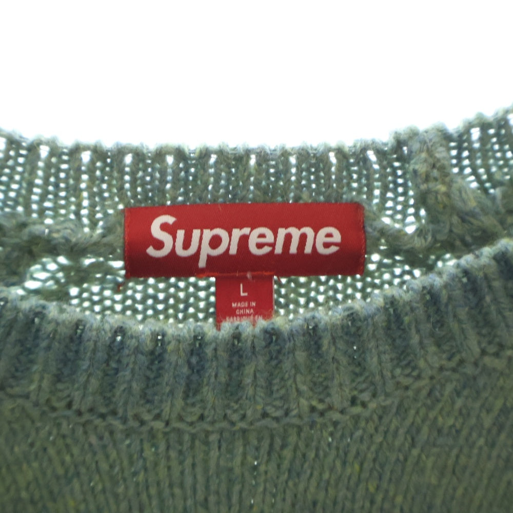 SUPREME(シュプリーム) 24AW Flocked Logo Sweater フロックド ロゴ クルーネックニットセーター グリーン