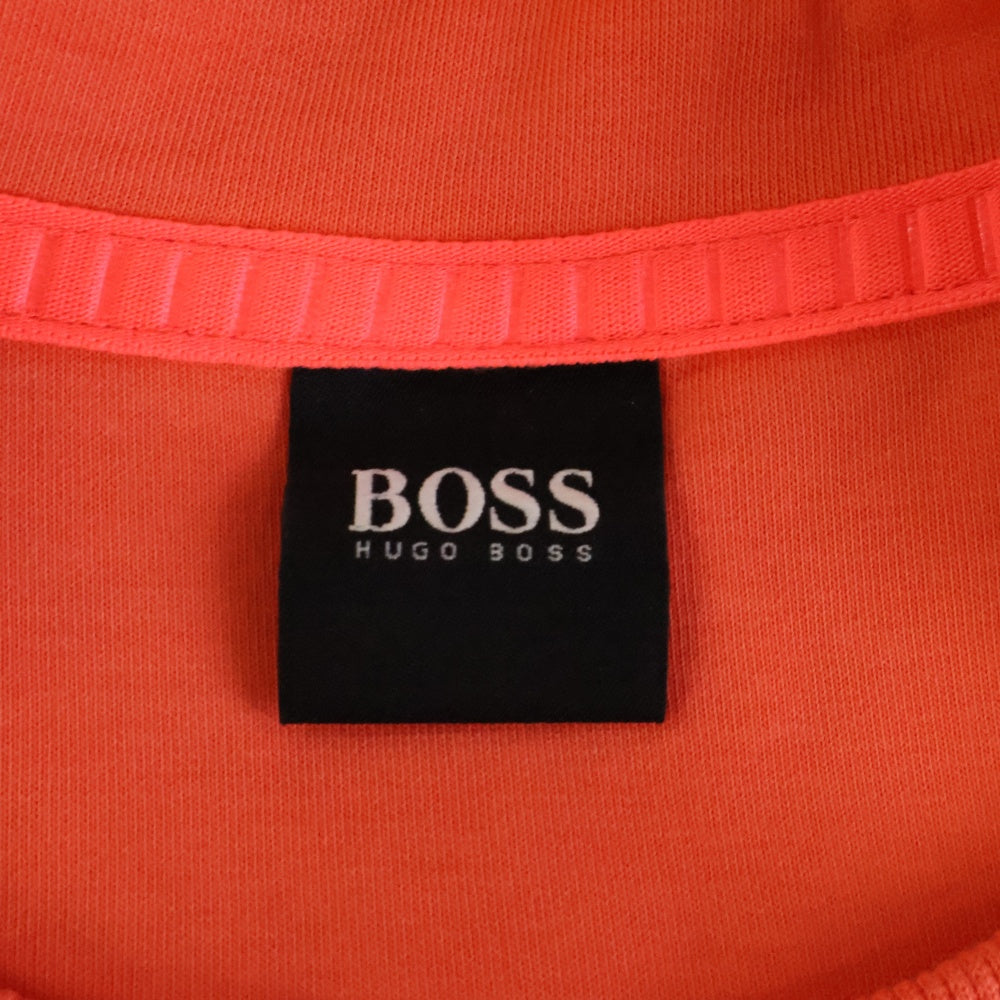 HUGO BOSS(ヒューゴボス) ネックロゴ ワンポイントロゴ刺繍 スウェットトレーナー オレンジ