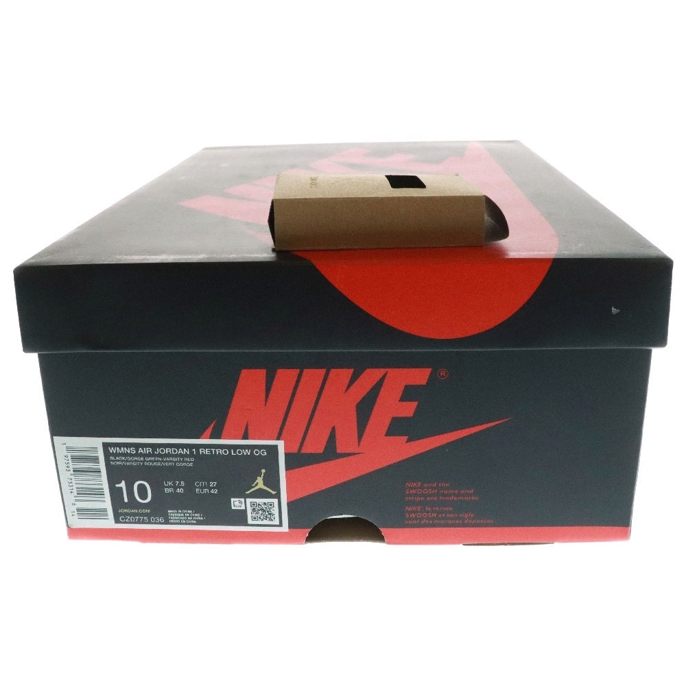 NIKE(ナイキ) WMNS AIR JORDAN 1 RETRO LOW OG BLACK AND GORGE GREEN CZ0775-036 ウィメンズ エアジョーダン1 ローカットスニーカー ブラック/グリーン US10/27cm