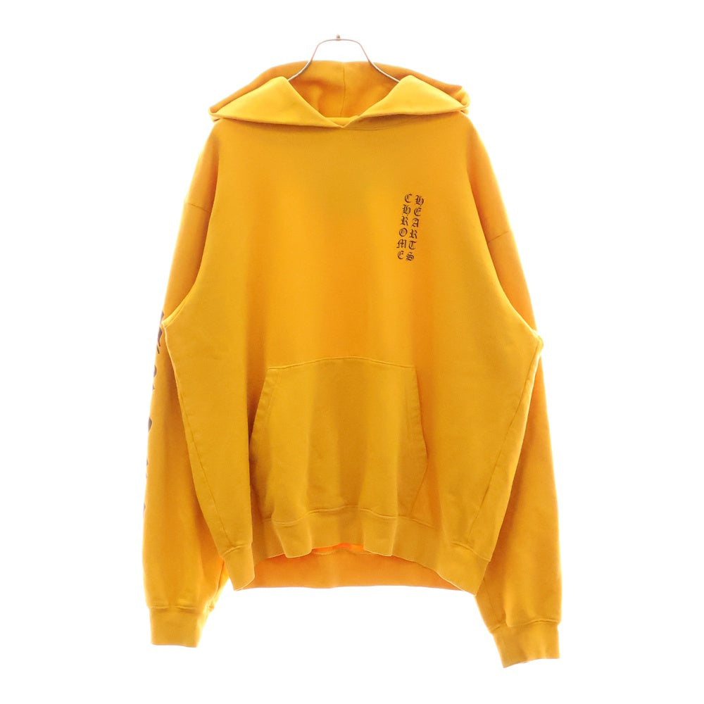 CHROME HEARTS(クロムハーツ) SWTSHRT PLVR スリーブロゴプリントプルオーバーパーカー フーディ マスタード
