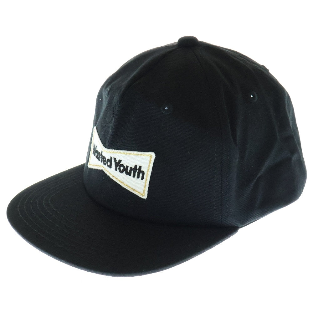 WASTED YOUTH(ウェイステッドユース) 5PANEL SNAPBACK CAP 5パネル スナップバック ロゴキャップ 帽子 ブラック