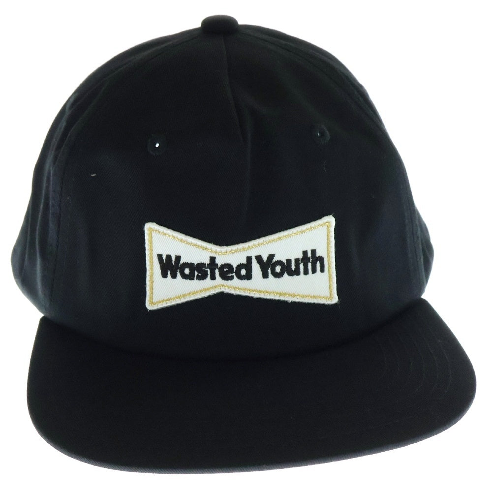 WASTED YOUTH(ウェイステッドユース) 5PANEL SNAPBACK CAP 5パネル スナップバック ロゴキャップ 帽子 ブラック