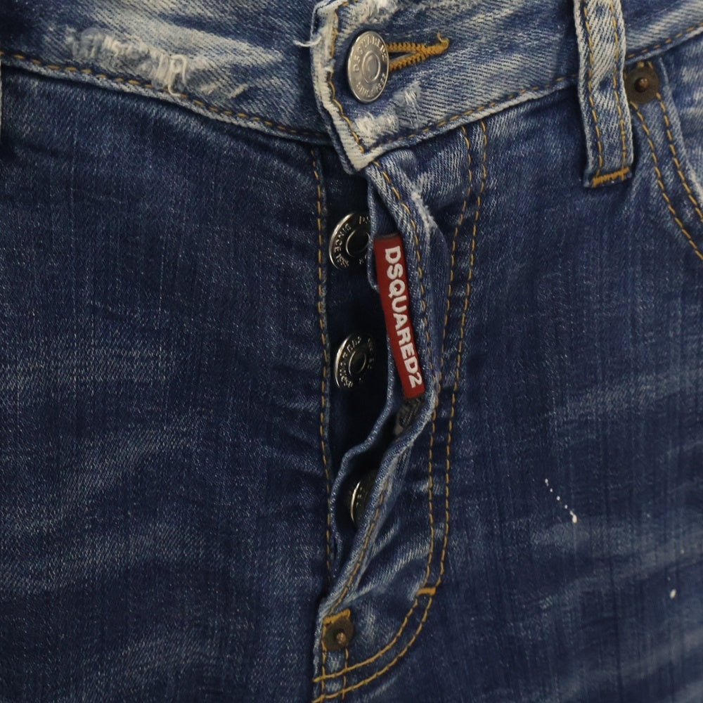 DSQUARED2(ディースクエアード) 19AW SKATER JEAN ダメージ ペイント加工 スケーター ジーンズ スキニー デニムパンツ S74LB0591-S30342 インディゴ