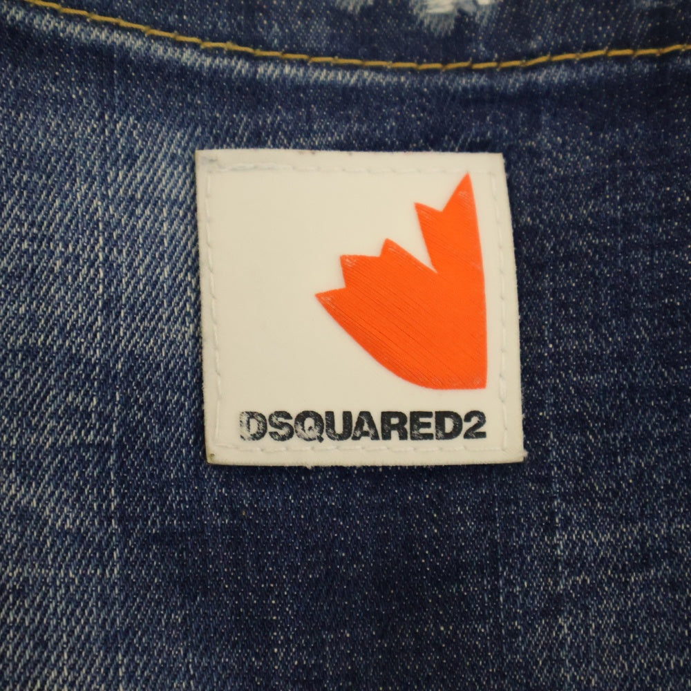 DSQUARED2(ディースクエアード) 19AW SKATER JEAN ダメージ ペイント加工 スケーター ジーンズ スキニー デニムパンツ S74LB0591-S30342 インディゴ