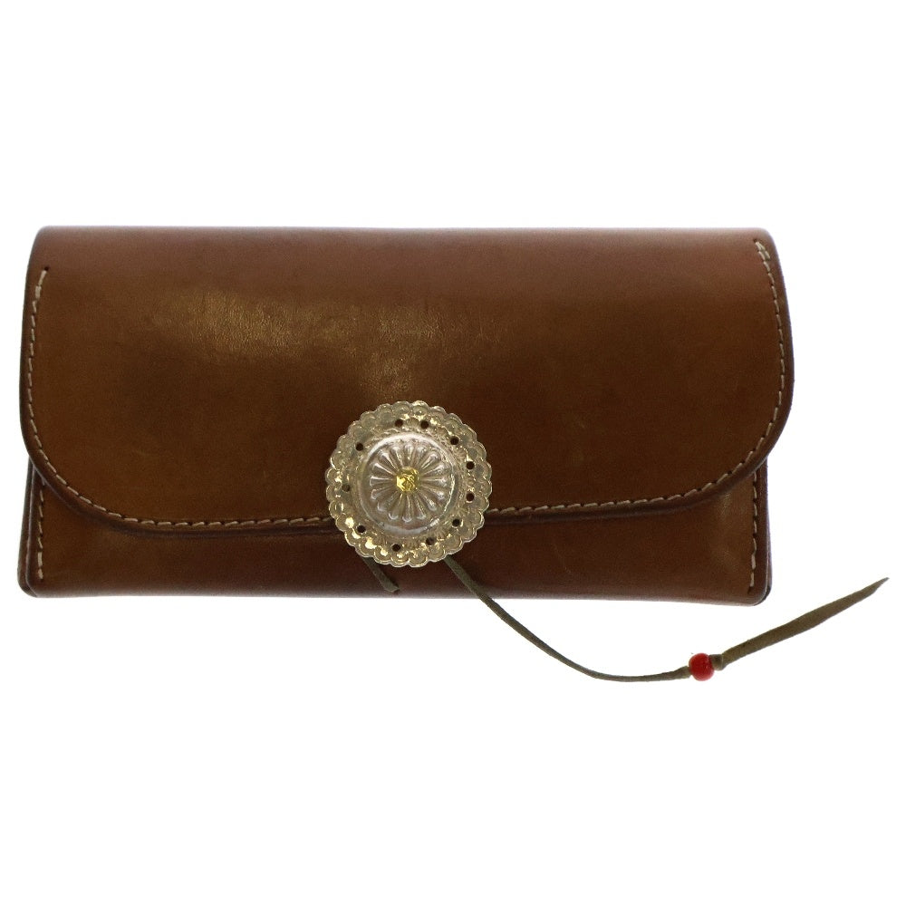 goro's(ゴローズ) K18フラワーコンチョ付き 2つ折りレザー長財布 こげ茶
