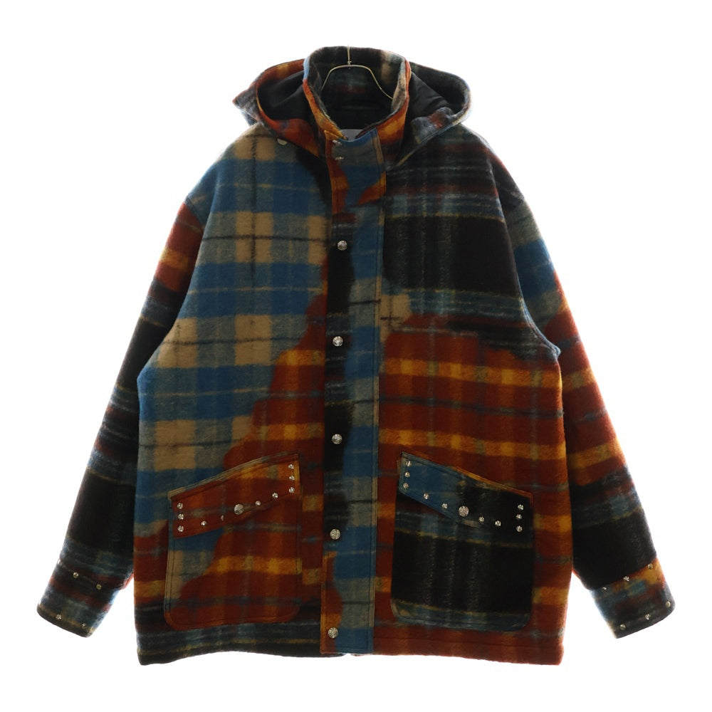 BLUEMARBLE(ブルーマーブル) Studded tartan wool parka スタッズタータンチェックウールコート マルチカラー