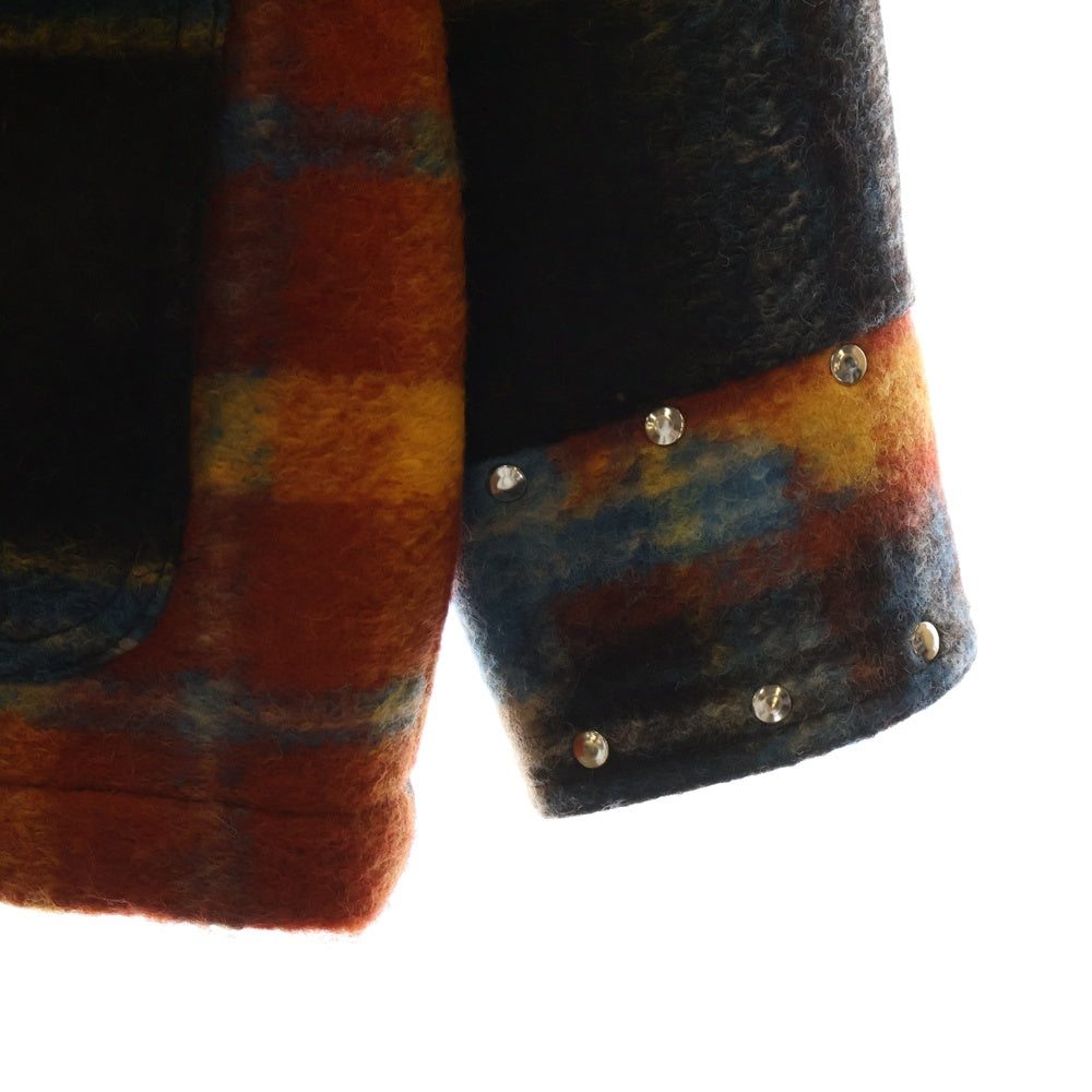 BLUEMARBLE(ブルーマーブル) Studded tartan wool parka スタッズタータンチェックウールコート マルチカラー