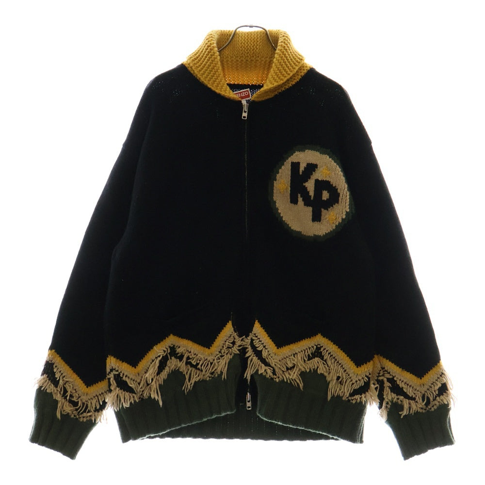 KENZO(ケンゾー) グラフィック ジャガード ニット ウール ジップアップカーディガン マルチカラー FE65CA4723CI