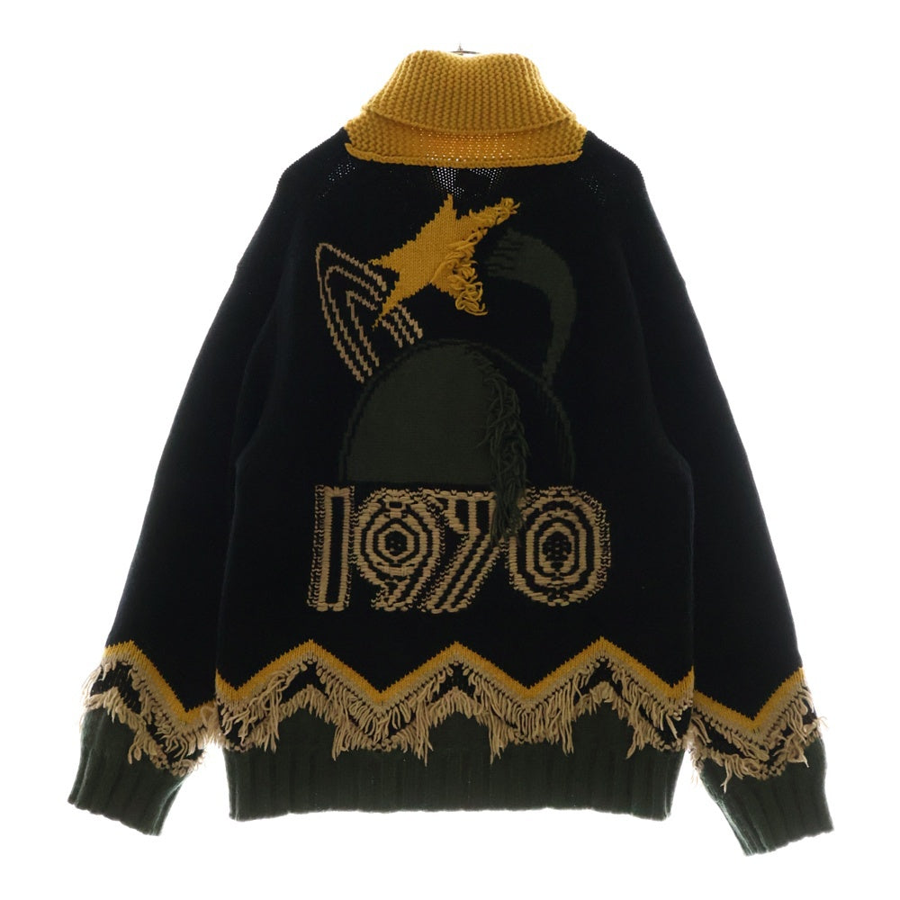 KENZO(ケンゾー) グラフィック ジャガード ニット ウール ジップアップカーディガン マルチカラー FE65CA4723CI
