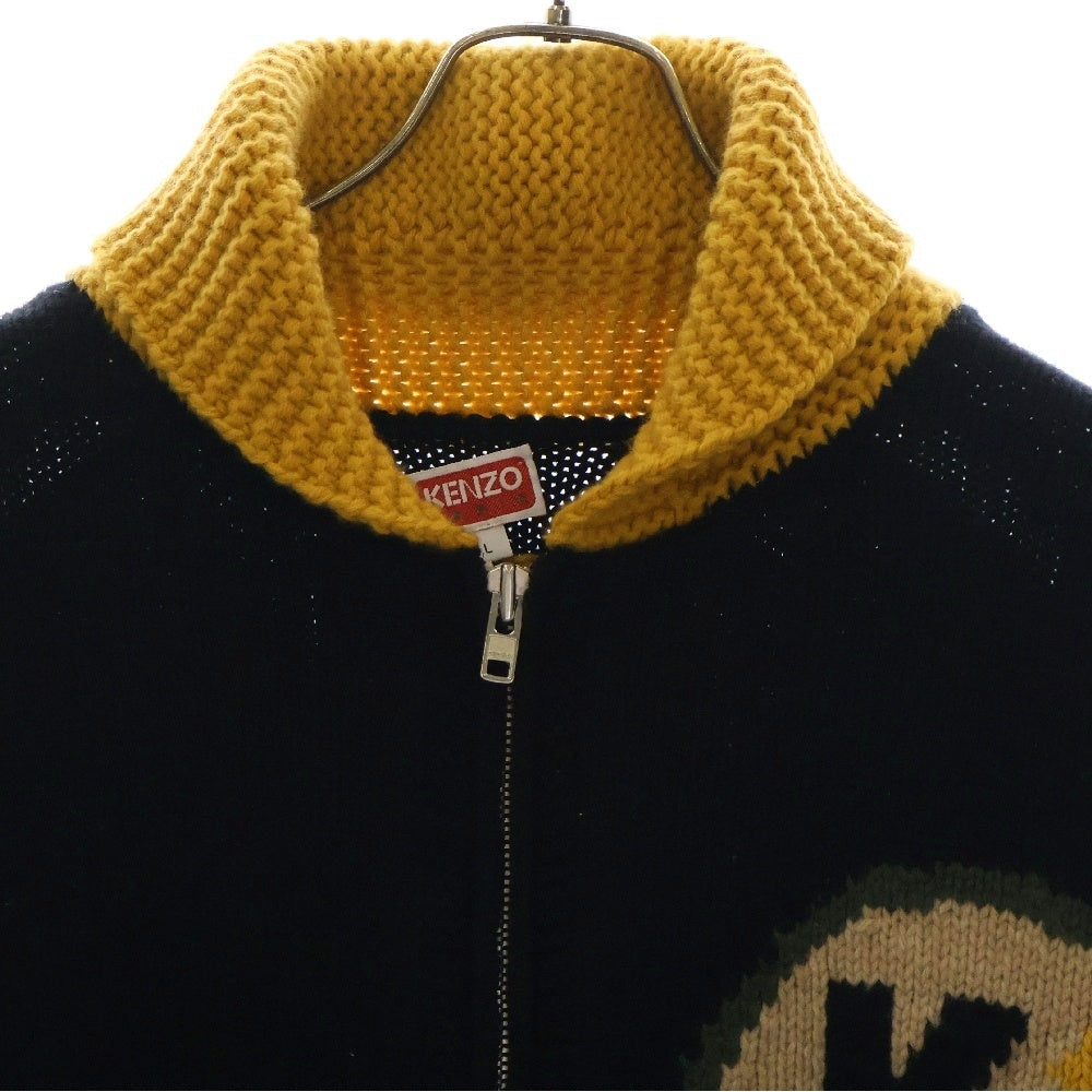 KENZO(ケンゾー) グラフィック ジャガード ニット ウール ジップアップカーディガン マルチカラー FE65CA4723CI