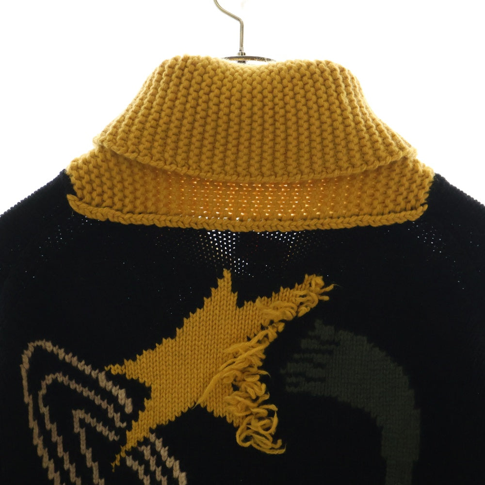 KENZO(ケンゾー) グラフィック ジャガード ニット ウール ジップアップカーディガン マルチカラー FE65CA4723CI