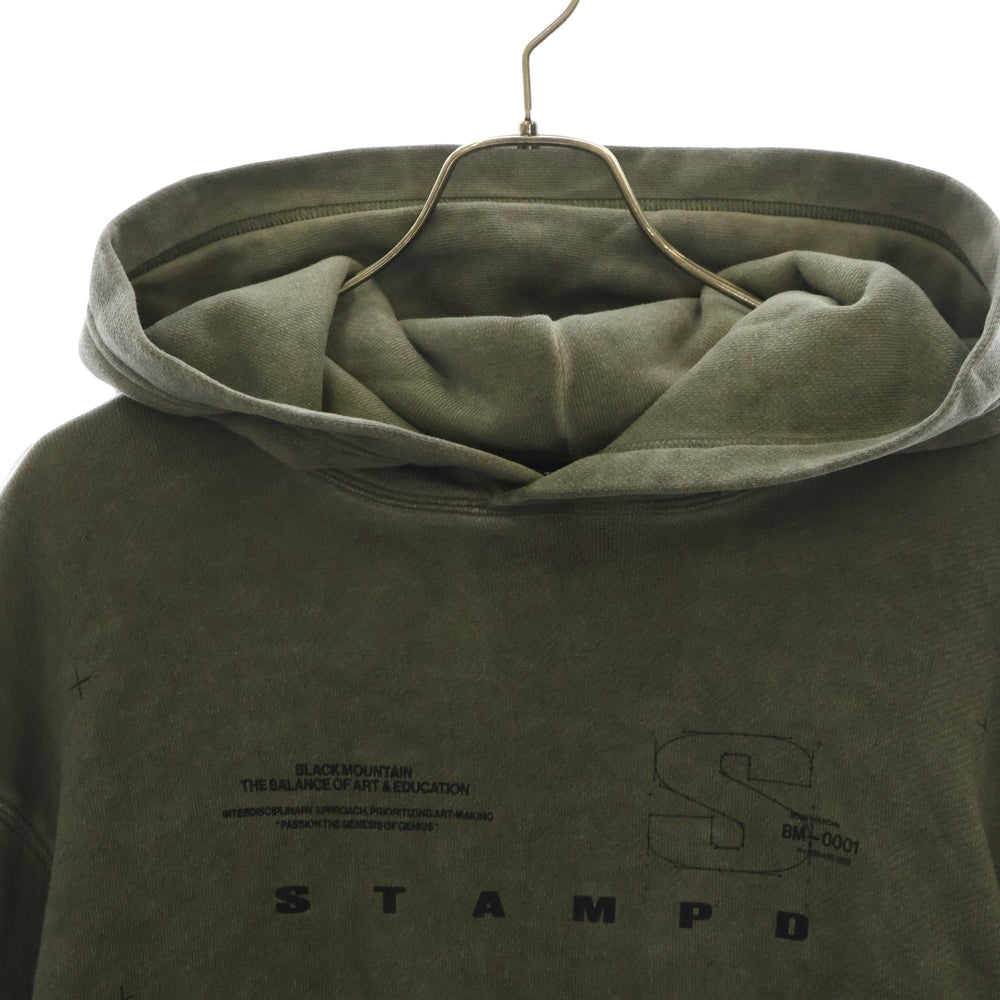 STAMPD(スタンプド) Mountain Oiled Wash Transit Hoodie Army Oil Wash sla-m3271hd-aow ロゴ ウォッシュ加工 プルオーバーパーカー フーディ グリーン