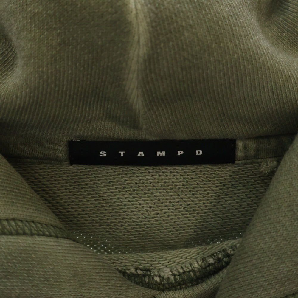STAMPD(スタンプド) Mountain Oiled Wash Transit Hoodie Army Oil Wash sla-m3271hd-aow ロゴ ウォッシュ加工 プルオーバーパーカー フーディ グリーン